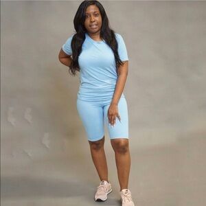 Biker Short Set (Medium) Dusty Blue